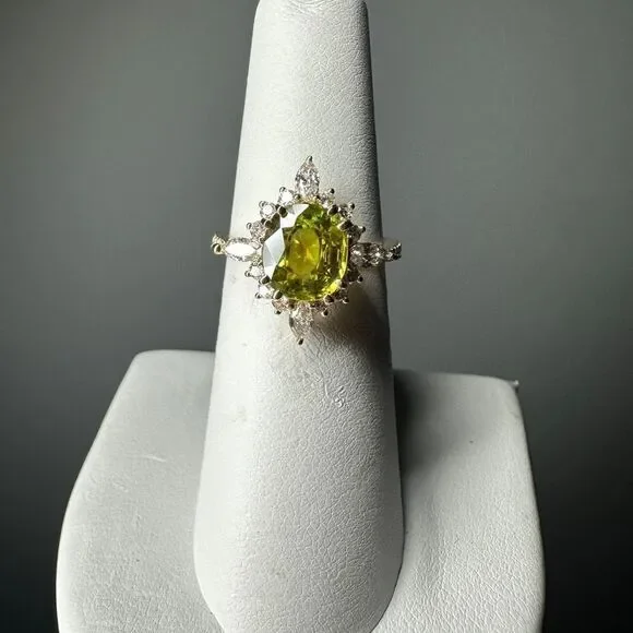 NWT 8.2x7.2mm Oval Cut Sphene with .64ctw diamonds in 14kt yellow gold ring! - Picture 17 of 17